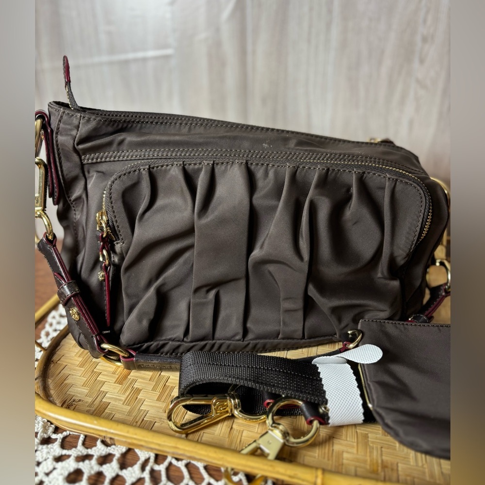 MZ Wallace Paige Nylon Chic Brown Crossbody Bag